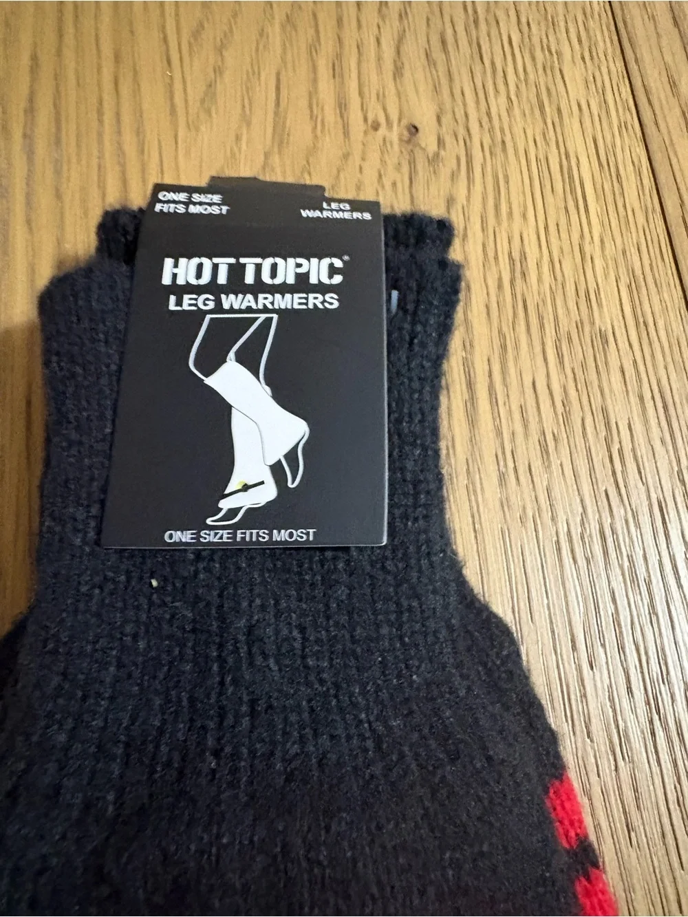 Hot Topic Black Knit Leg Warmers with Red Accent